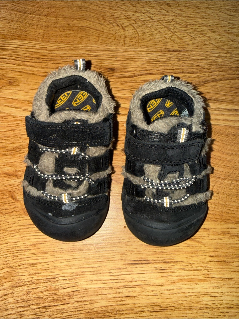 Keen Kids Black Faux-Fur Lined Sandals